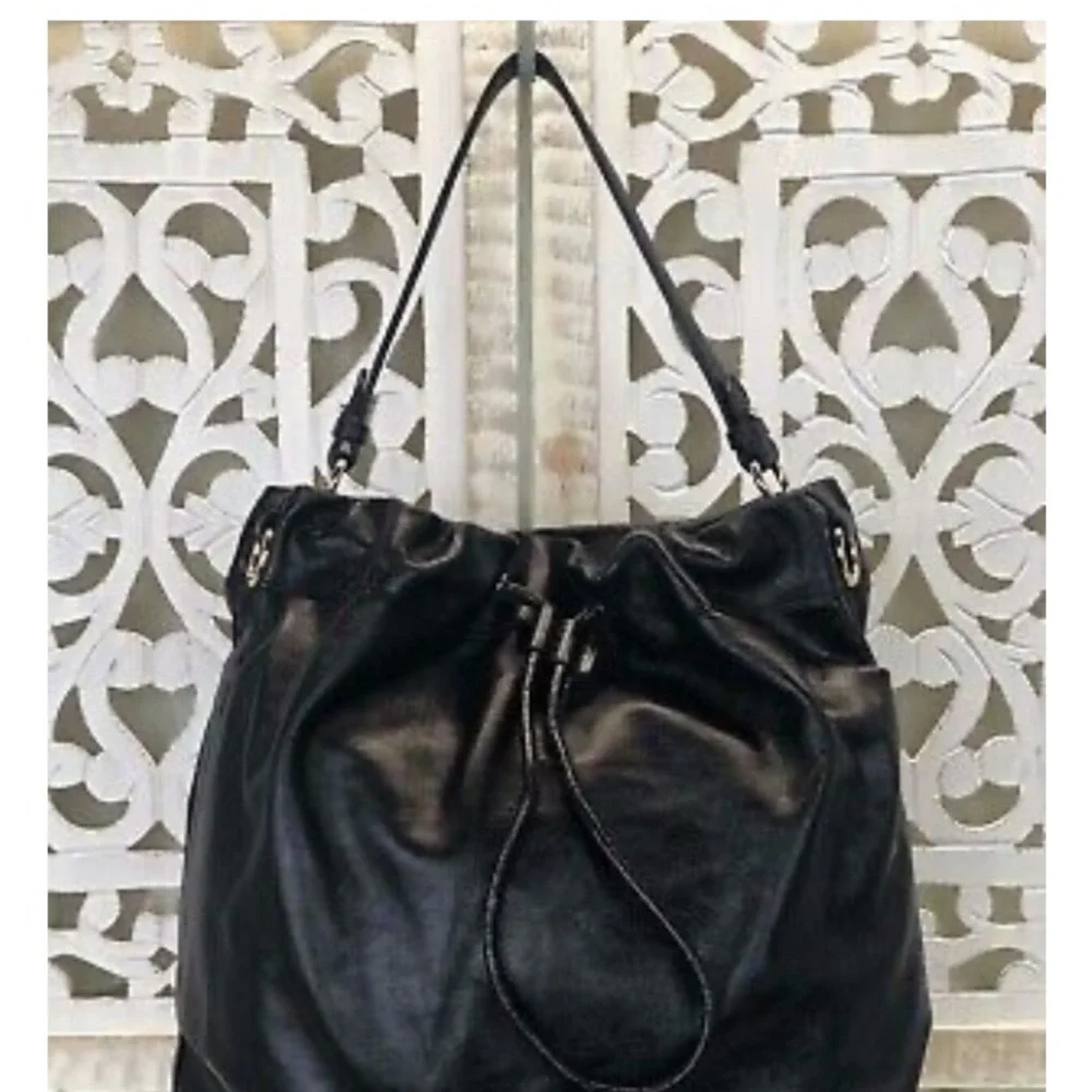 Cole Haan Stage Door black leather small studio satchel